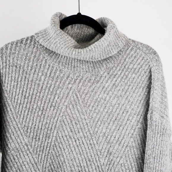 Gray Oversized Turtle Neck Sweater - Picture 2 of 4